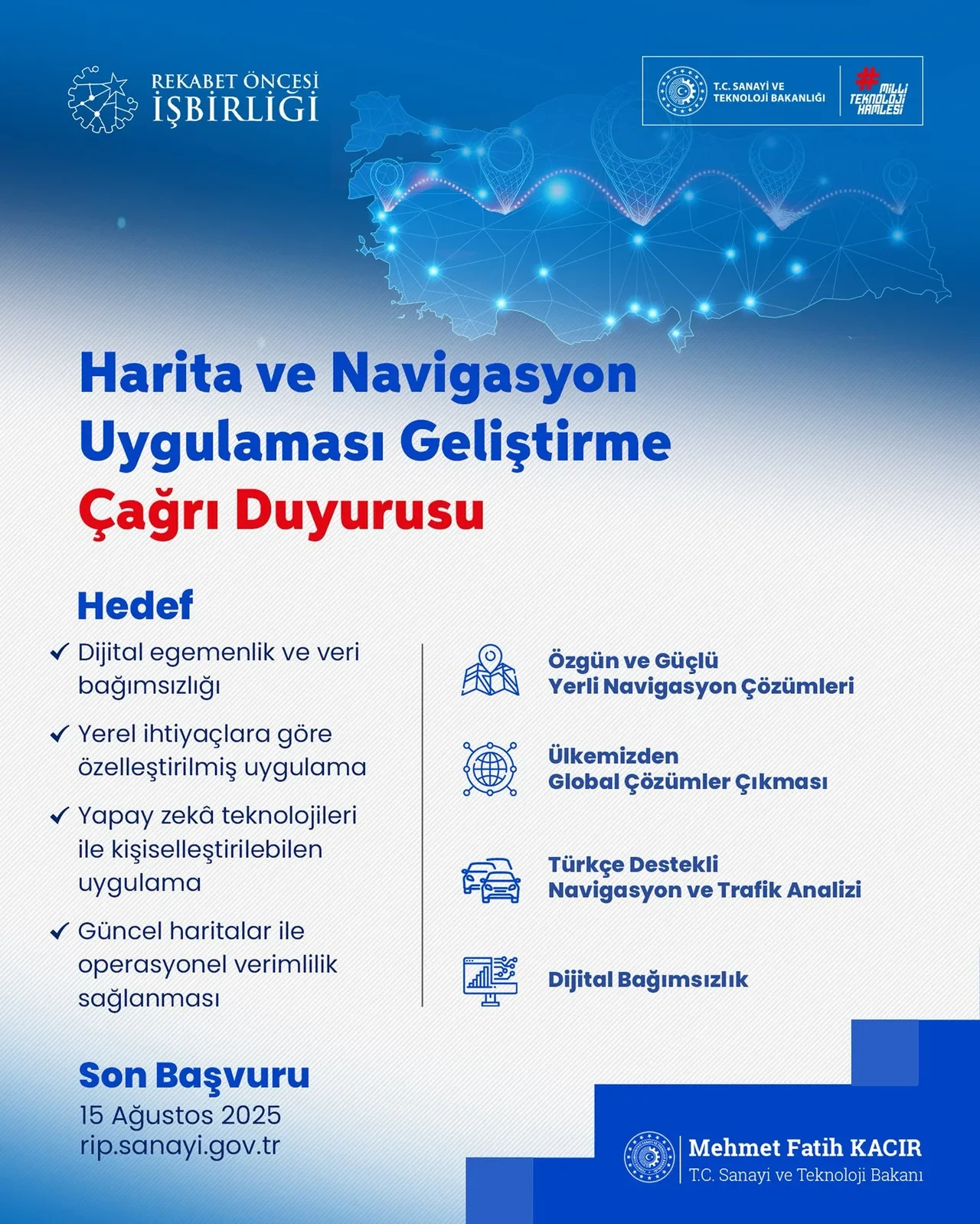 Milli harita ve navigasyon uygulamalarının geliştirilmesi için harekete geçildi