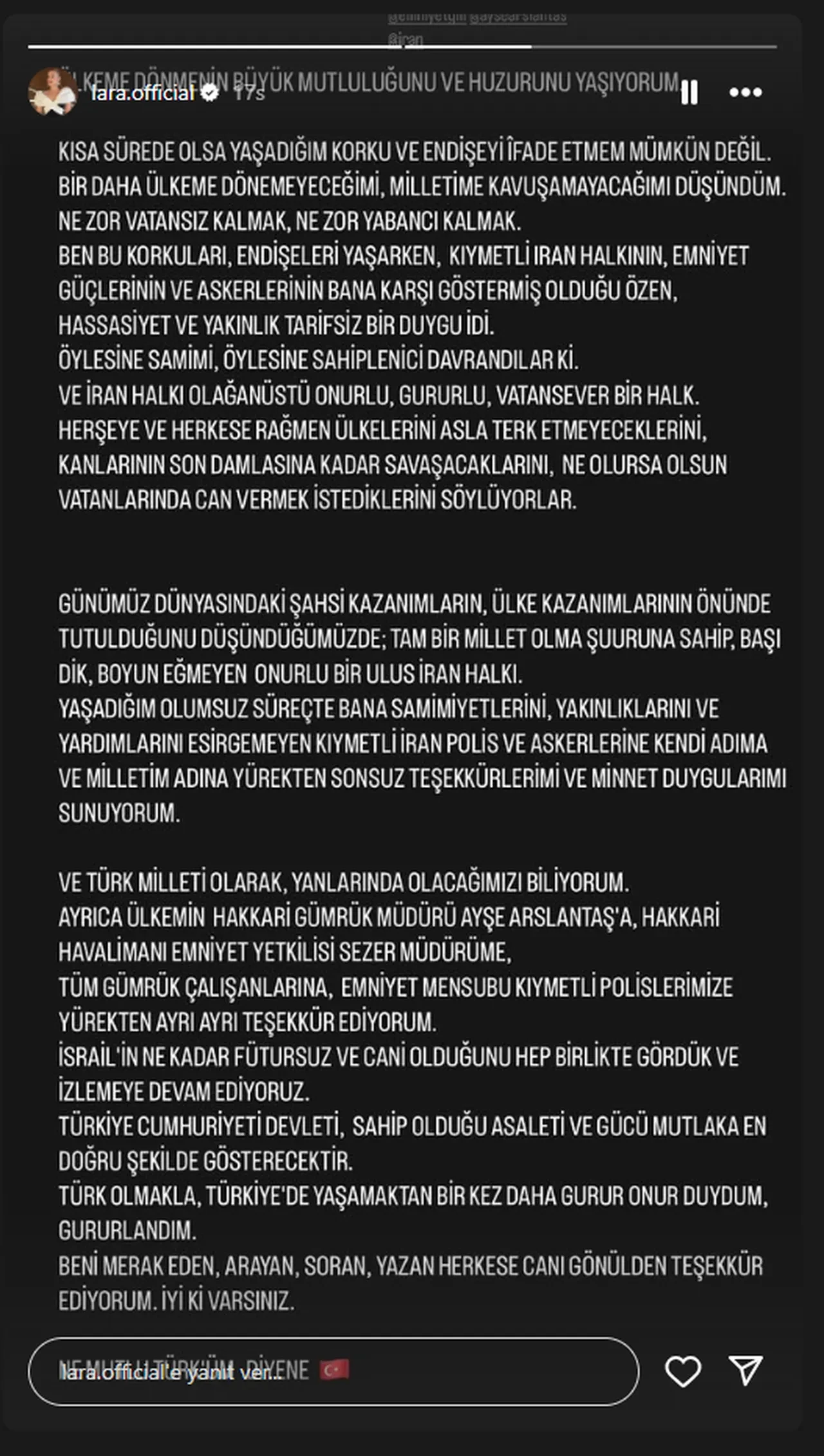 İran'da mahsur kalan şarkıcı Lara: Ülkeme dönemeyeceğimi düşündüm 