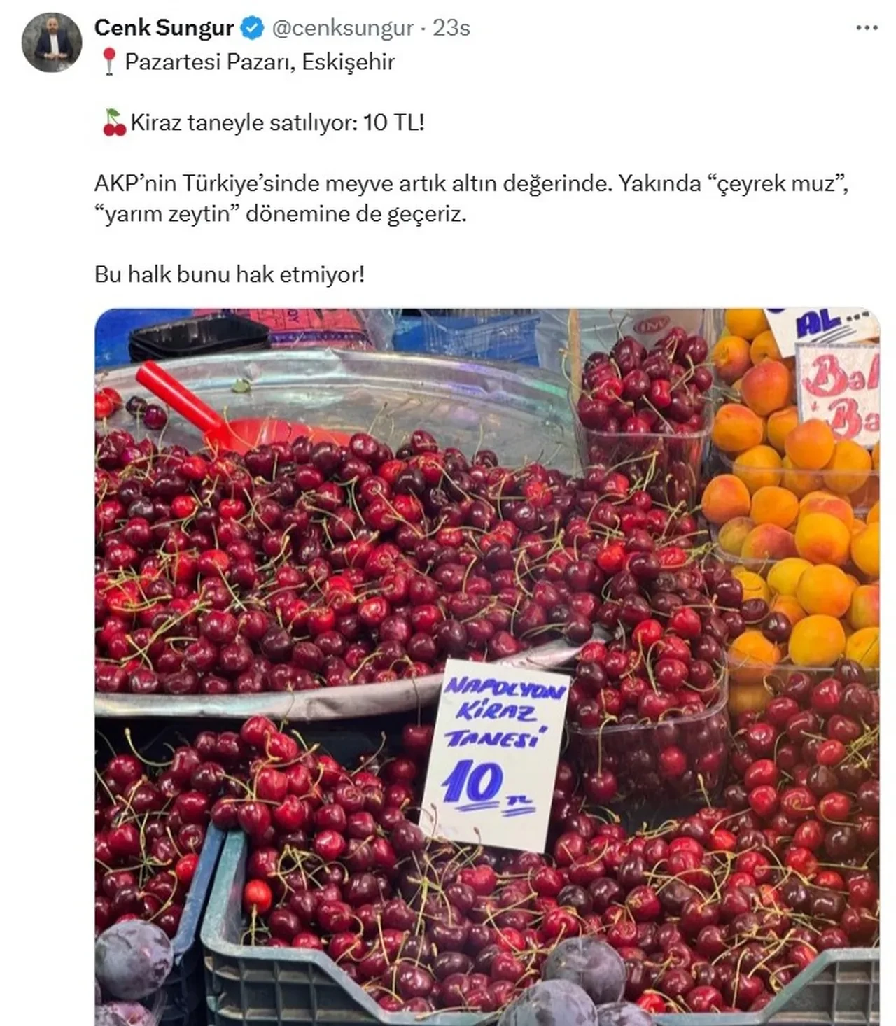 Tanesi 10 TL'ye satılan kiraz gündem olmuştu... O esnaf konuştu