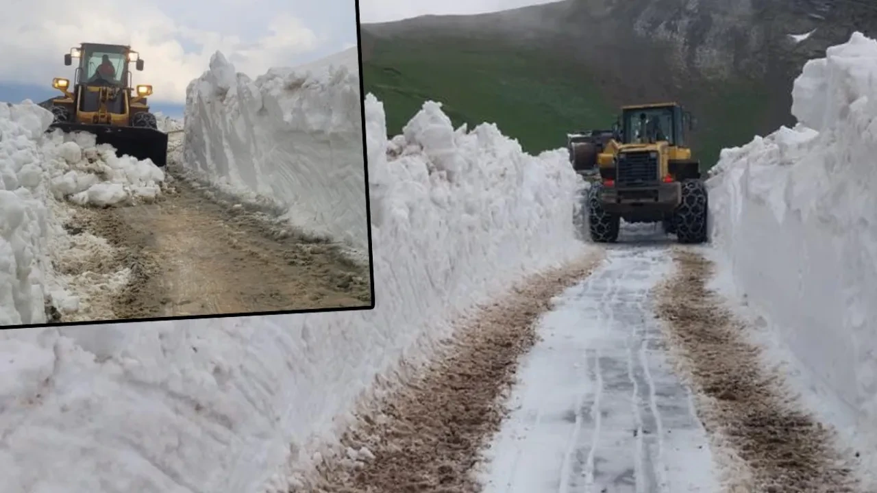 Haziran ayında karla mücadele! 3 metrelik kar yığınları oluştu