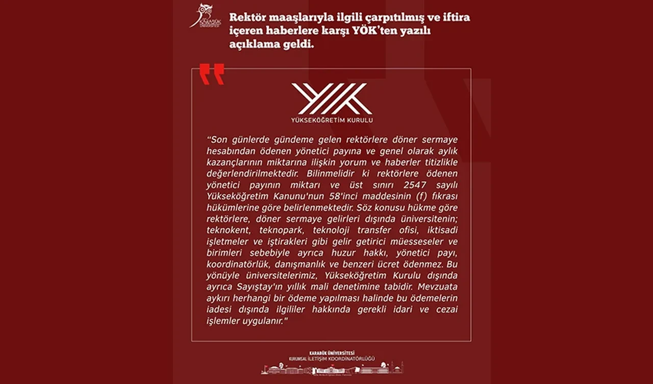 1.2 milyon liralık rektör maaşı iddiası! YÖK'ten açıklama geldi