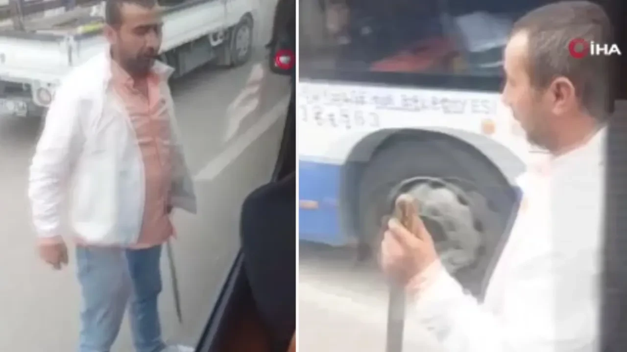 Trafikte tartıştı! Döner bıçağıyla üzerine yürüdü! Şoke eden anlar