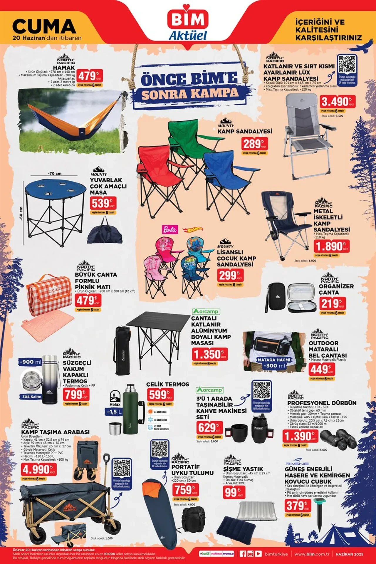 Kampa çıkmadan BİM'e uğramayı unutmayın! 20 Haziran Cuma BİM aktüelde kamp malzemeleri