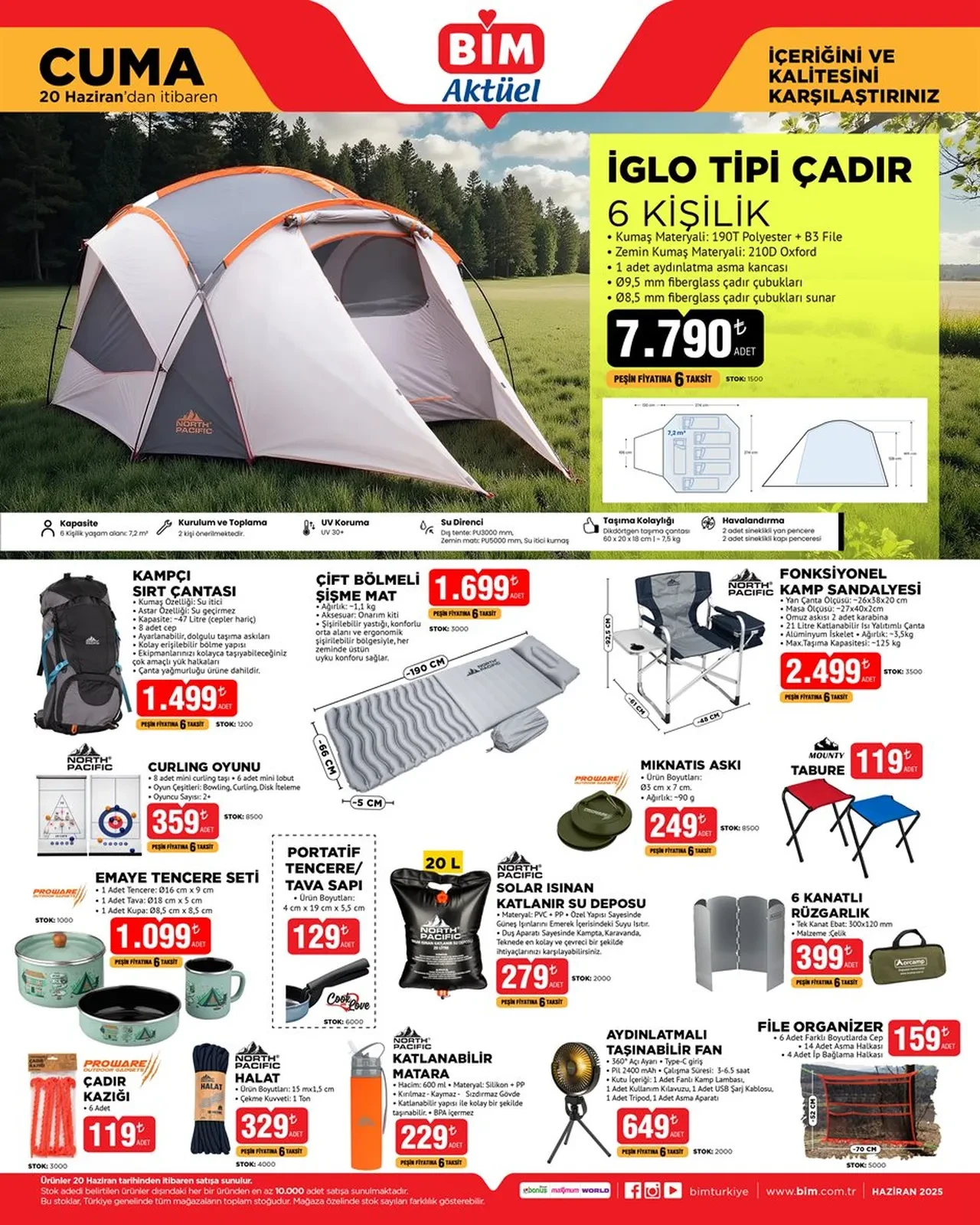 Kampa çıkmadan BİM'e uğramayı unutmayın! 20 Haziran Cuma BİM aktüelde kamp malzemeleri