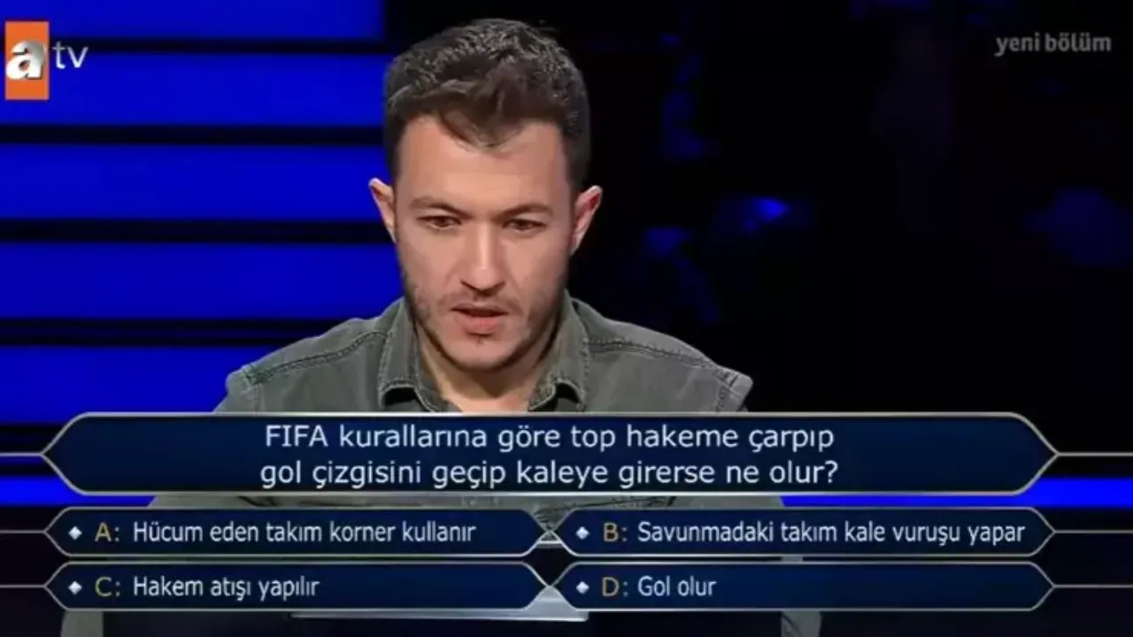 Top hakeme çarpıp gol olursa ne olur? Kim Milyoner Olmak İster’de 200 bin TL’lik FIFA sorusu