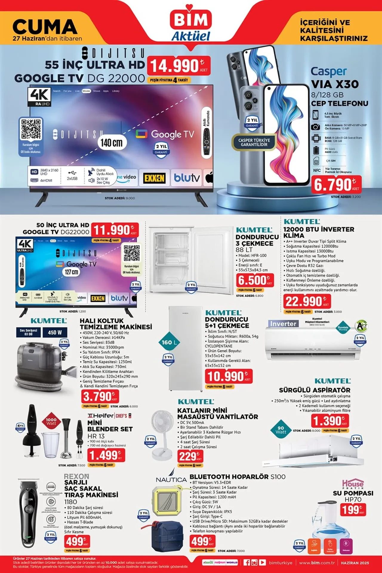 Bim aktüel ürünler 27 Haziran kataloğu! Akülü araba, klima ve koltuk temizleme makinesinde dev fırsat
