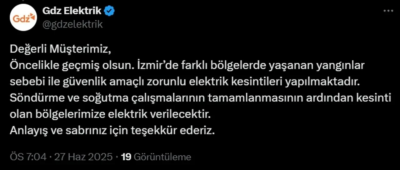 Elektrik kesintisi ne zaman bitecek? İzmir'de yangın nedeniyle elektrikler kesildi