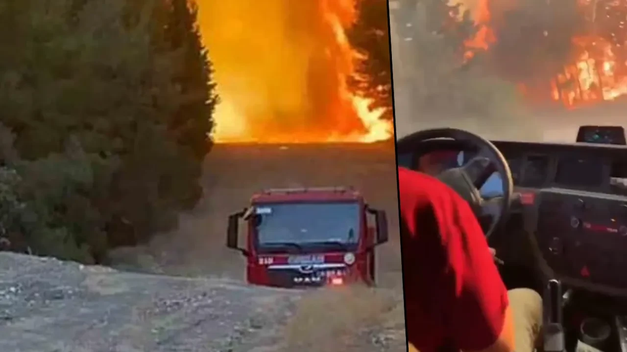 Orman ekibi alevlerin arasından son anda kurtuldu