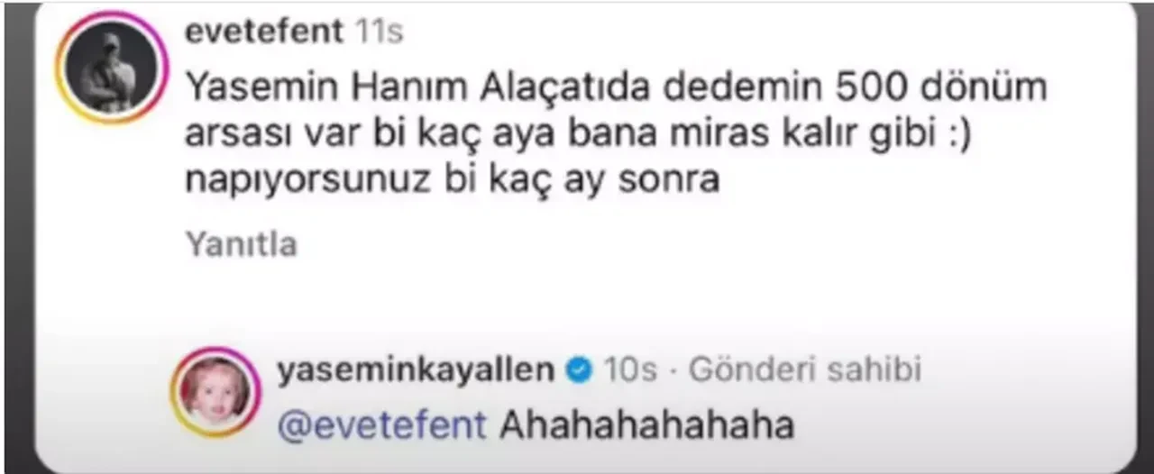 Yasemin Kay Allen bir erkek takipçisinin yorumuna sessiz kalamadı! İkili arasında dönen tarla muhabbetine beğeni yağdı