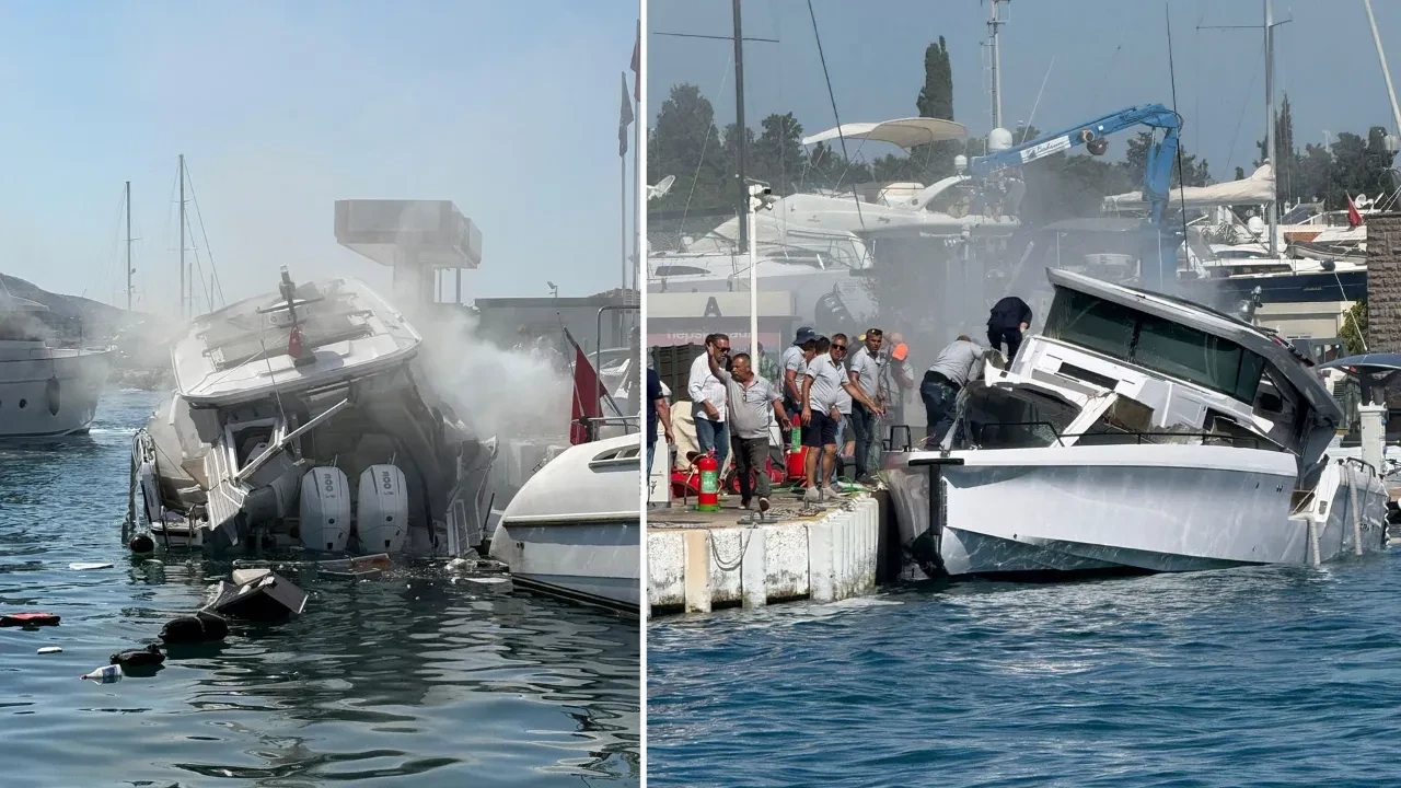 Bodrum'daki marinada tekne havaya uçtu! Yaralılar var