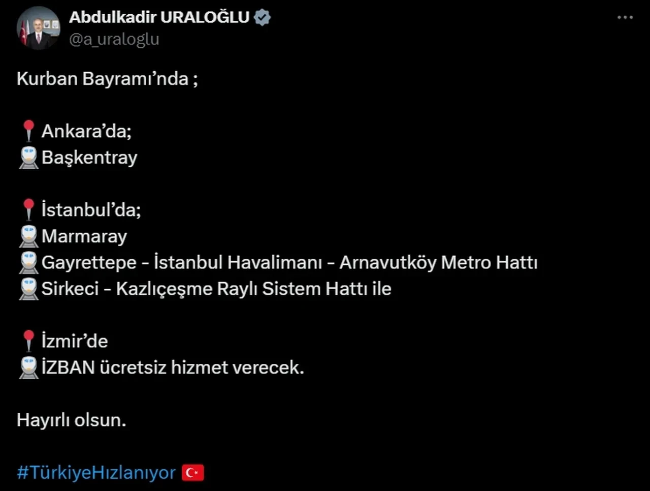 Bayramda Marmaray, Başkentray ve İZBAN ücretsiz mi? Açıklama geldi