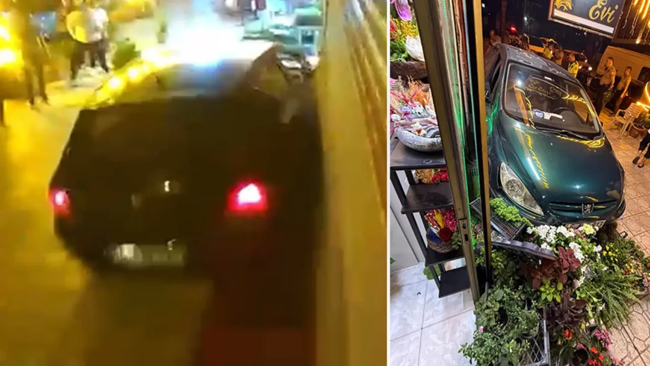 Freni boşalan otomobil dehşet saçtı! İşte o anlar