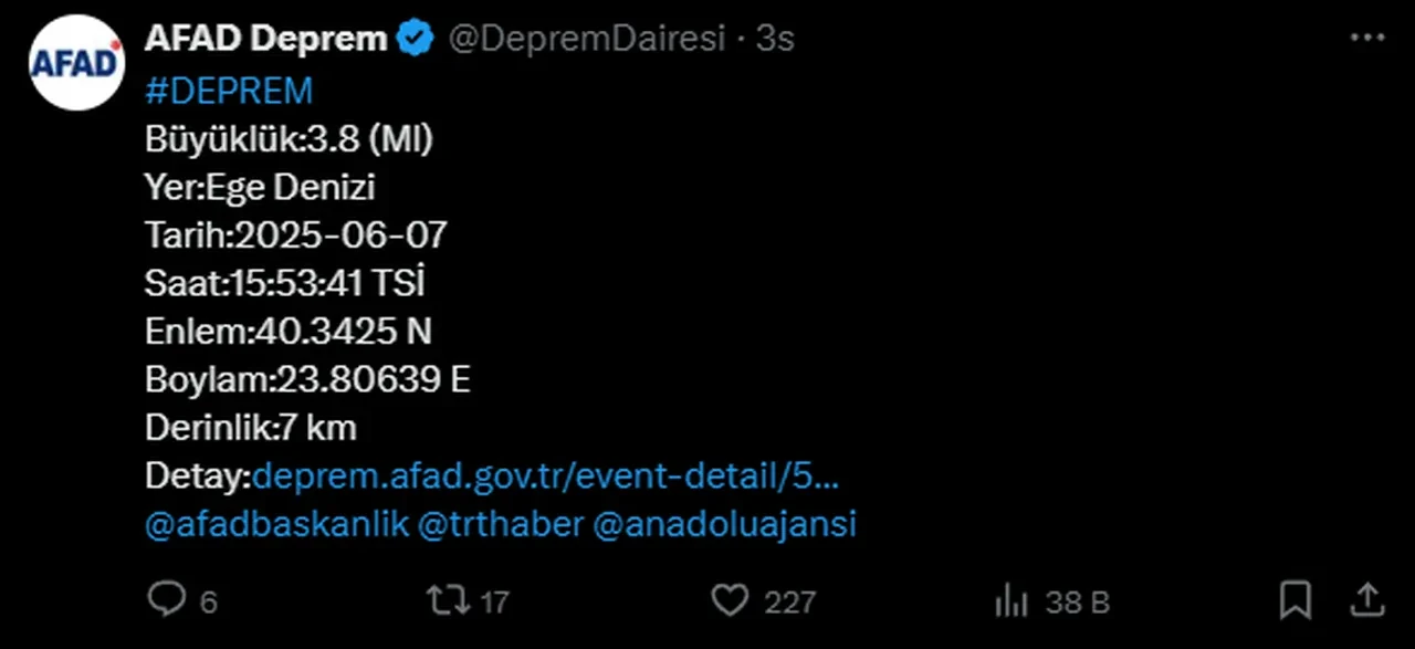 Ege Denizi beşik gibi! Bir deprem daha