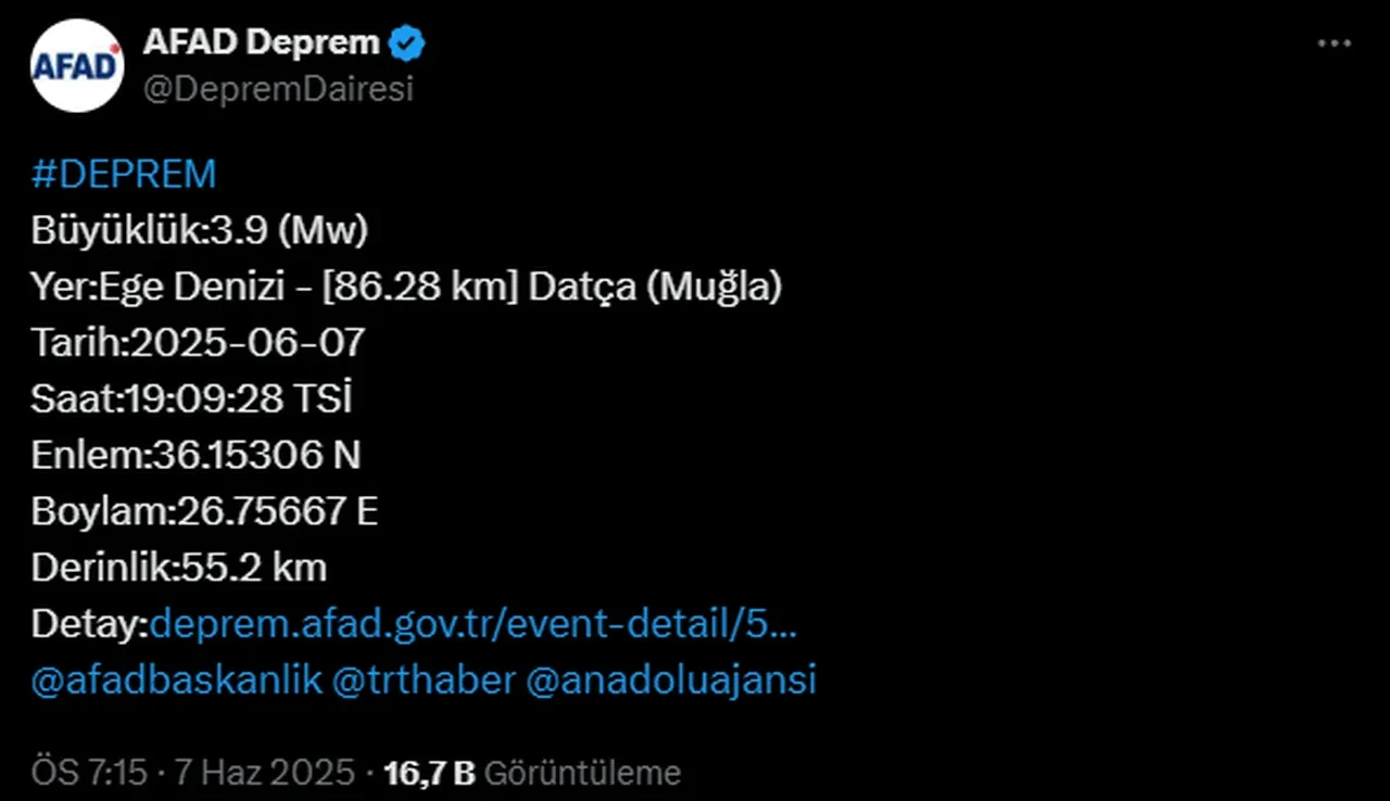 Ege Denizi beşik gibi! Bir deprem daha