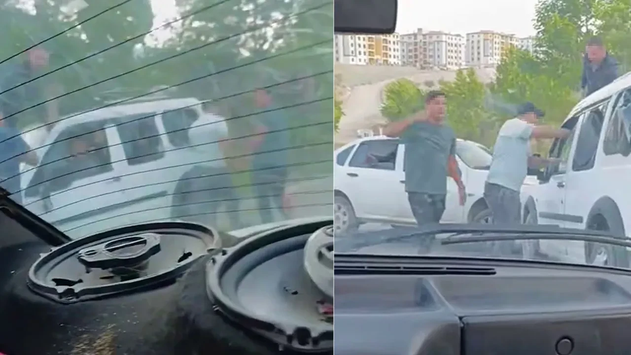 Korku dolu anlar! Kaza yaptıkları araca böyle saldırdılar