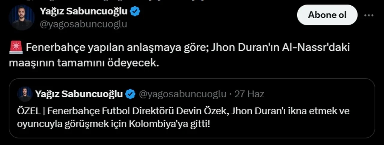 Jhon Duran Al Nassr maaşı ne kadar? Fenerbahçe tamamını ödeyecek