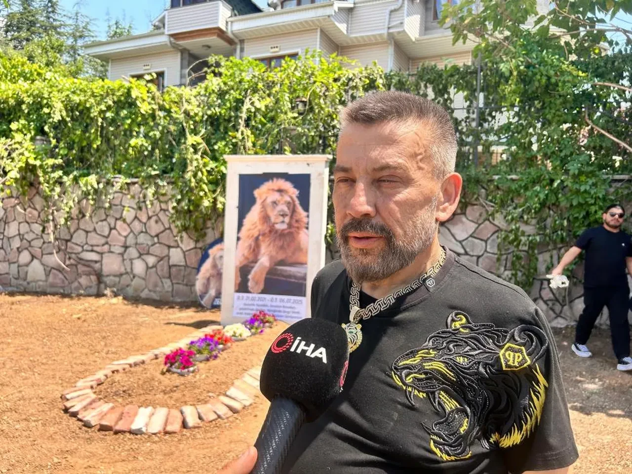 Çiftçiyi yaralayan aslan için mezar yapıldı! Asılan afişte yazılanları görenler şaştı kaldı