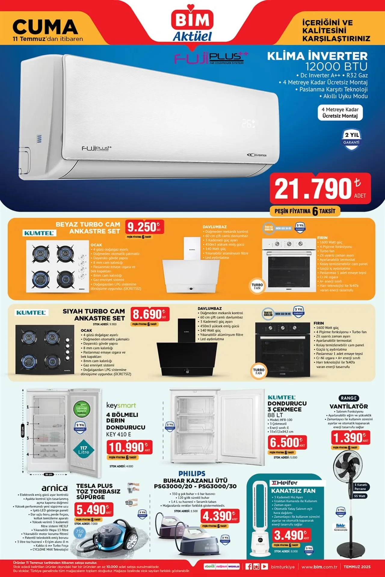 BİM Aktüel 11 Temmuz kataloğu: Ankastre set, dondurucu, klima... Hepsi bu hafta raflarda!