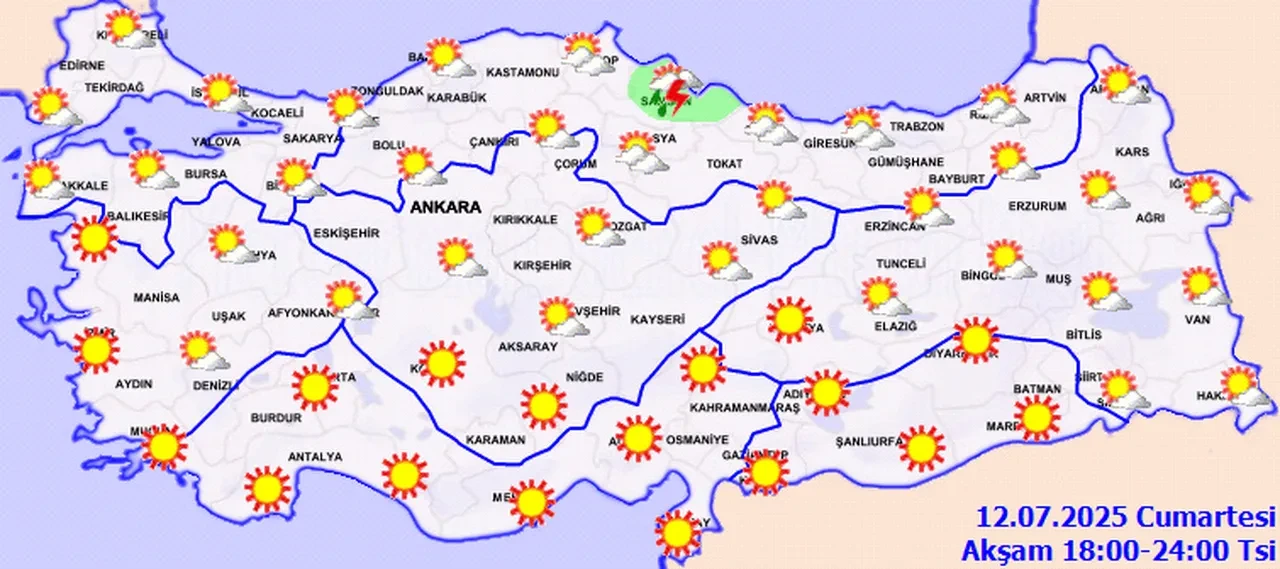 Meteoroloji'den 7 il için gök gürültülü sağanak yağış uyarısı! İşte 12 Temmuz 2025 il il hava durumu...