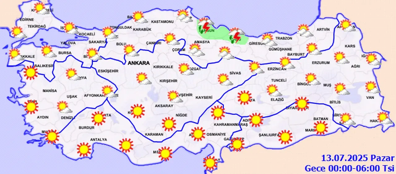 Meteoroloji'den 7 il için gök gürültülü sağanak yağış uyarısı! İşte 12 Temmuz 2025 il il hava durumu...