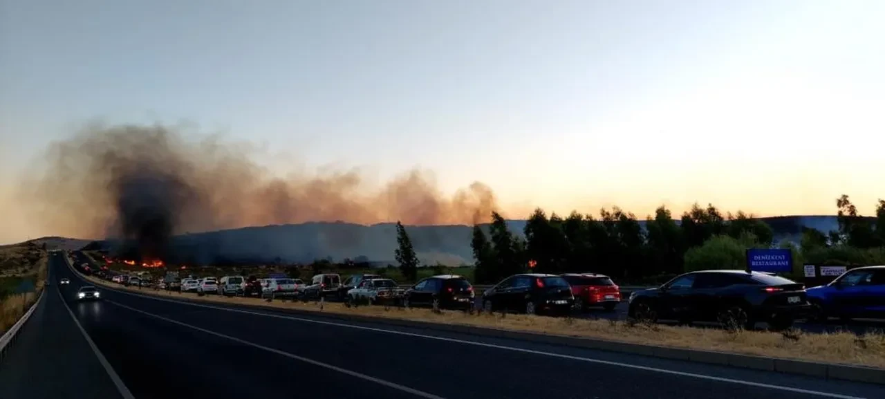 İzmir Aliağa'da yangın! Araç içindeki panik anlarını kaydettiler