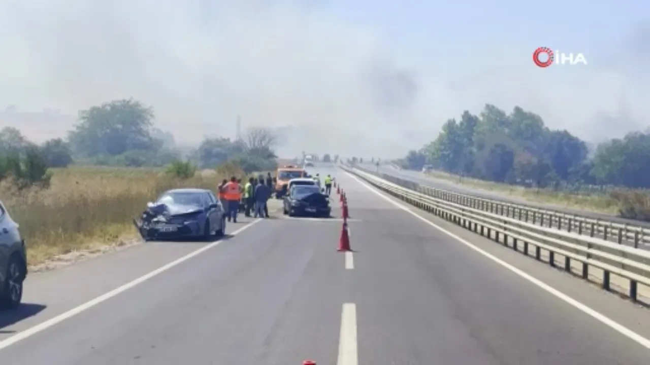 Edirne'de çıkan yangın kazaya neden oldu