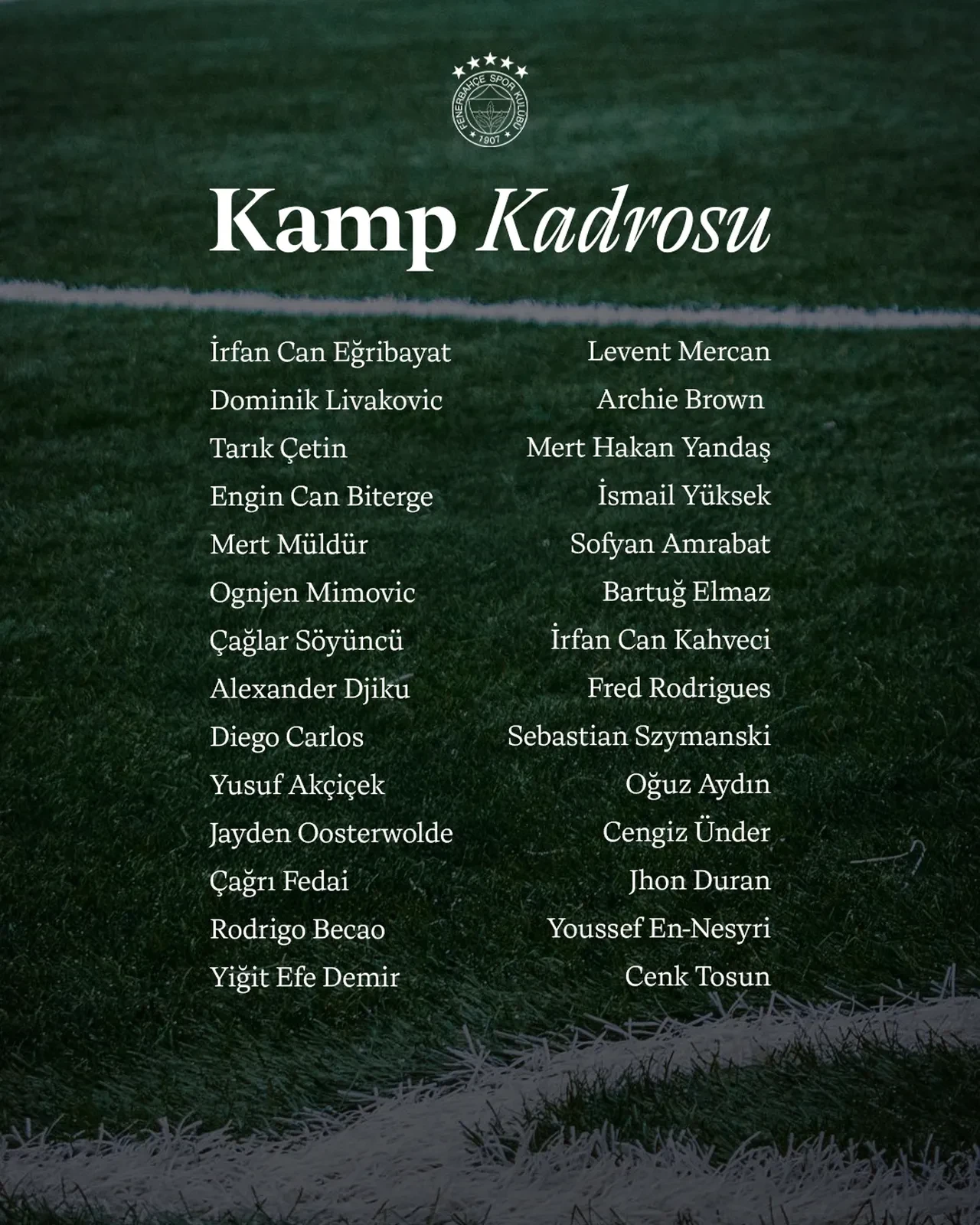 Fenerbahçe Portekiz kamp kadrosu belli oldu! Yıldız isim kadroya alınmadı