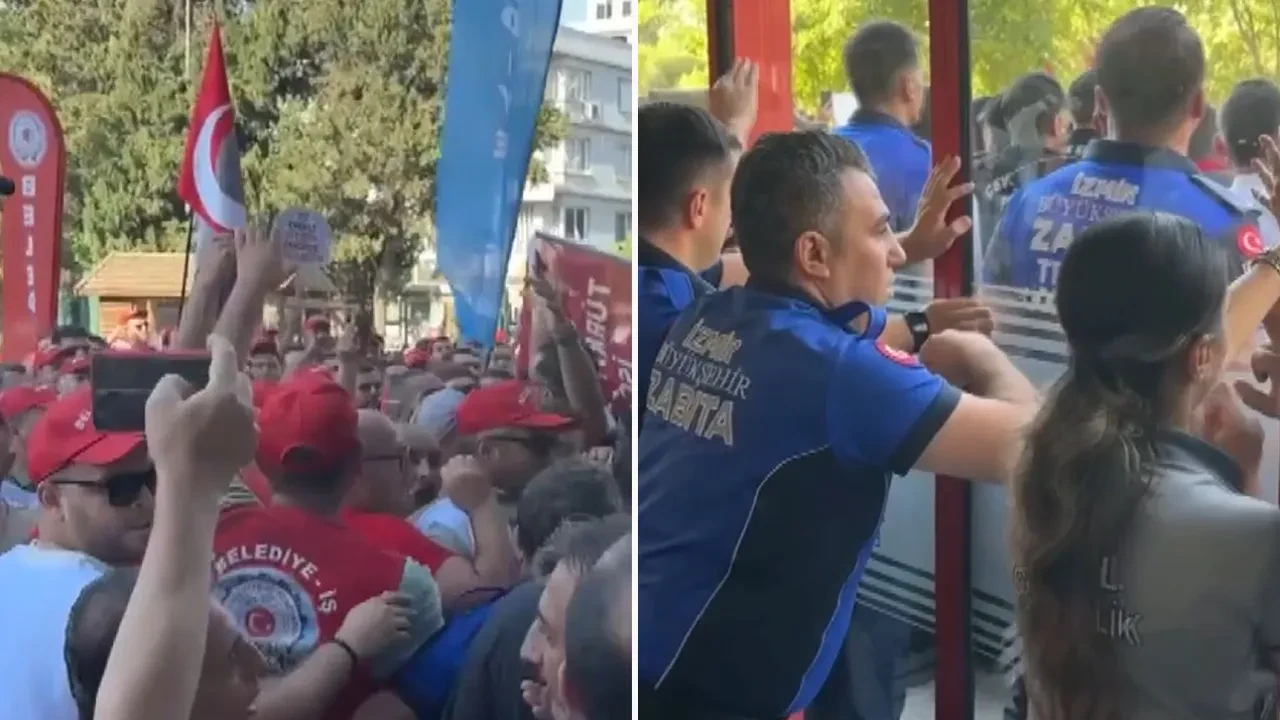 İzmir'de işten çıkarılan işçilerle polis arasında arbede! İşte Cemil Tugay'a sordukları soru 