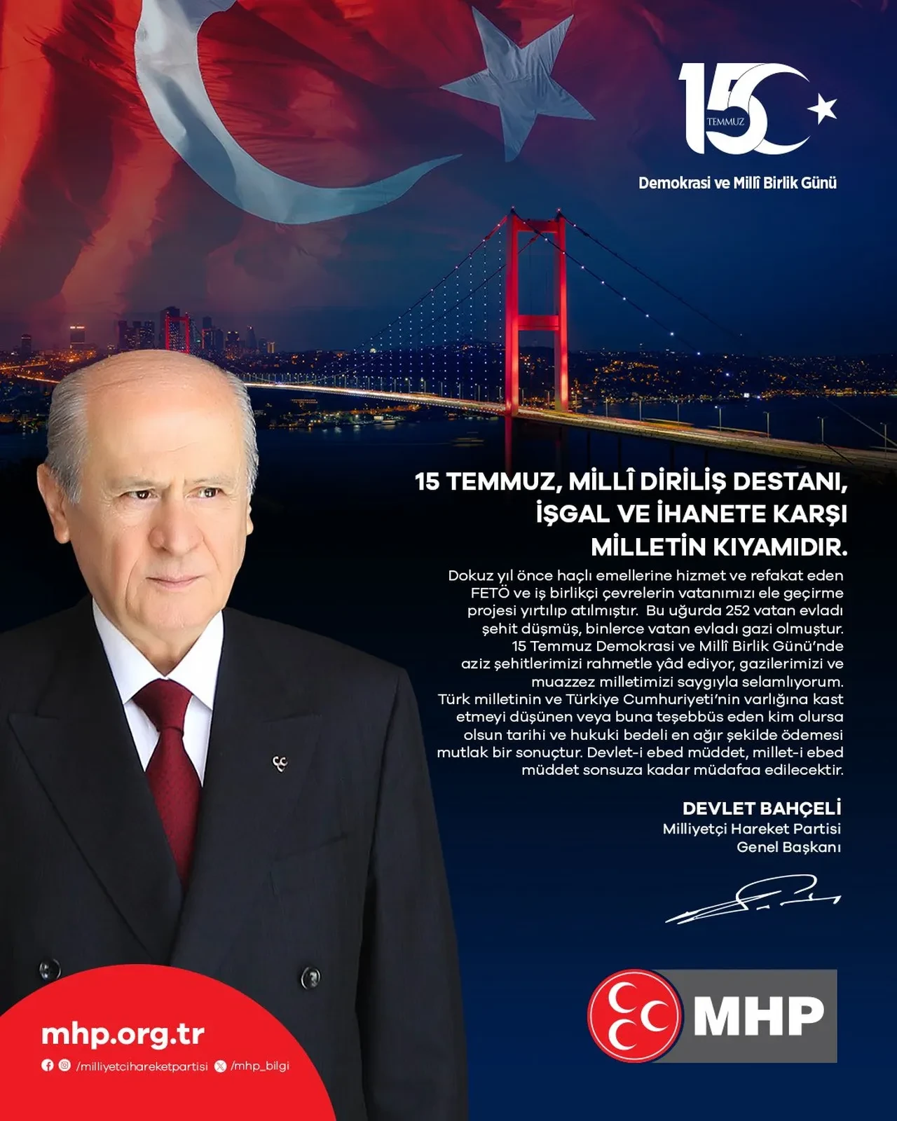Devlet Bahçeli'den 15 Temmuz paylaşımı: İhanete karşı milletin kıyamı