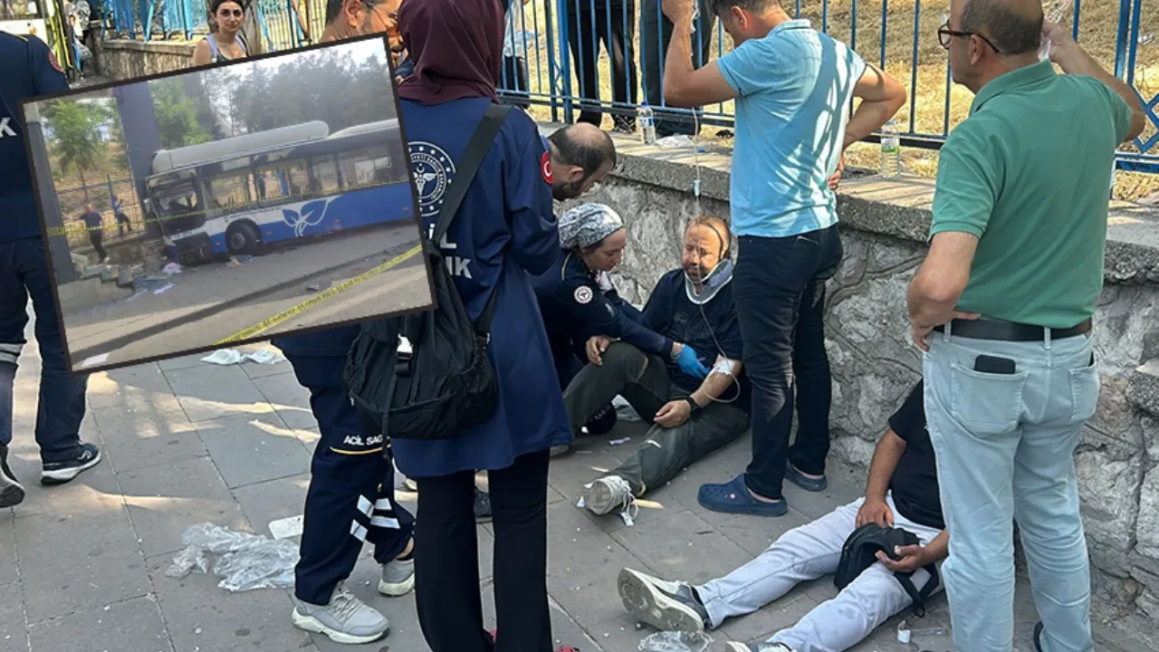 Ankara'da belediye otobüsü kaza yaptı! Yaralılar var