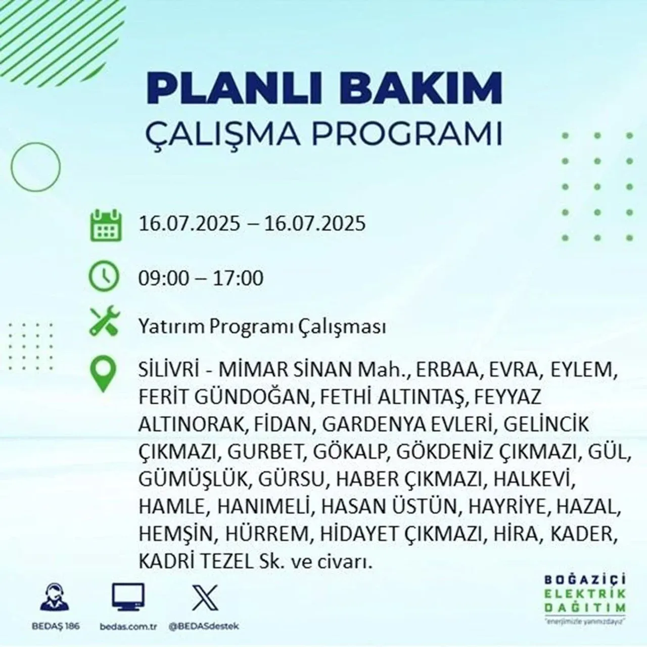 İstanbul'un 21 ilçesinde elektrik kesintisi: 9 saat sürecek 