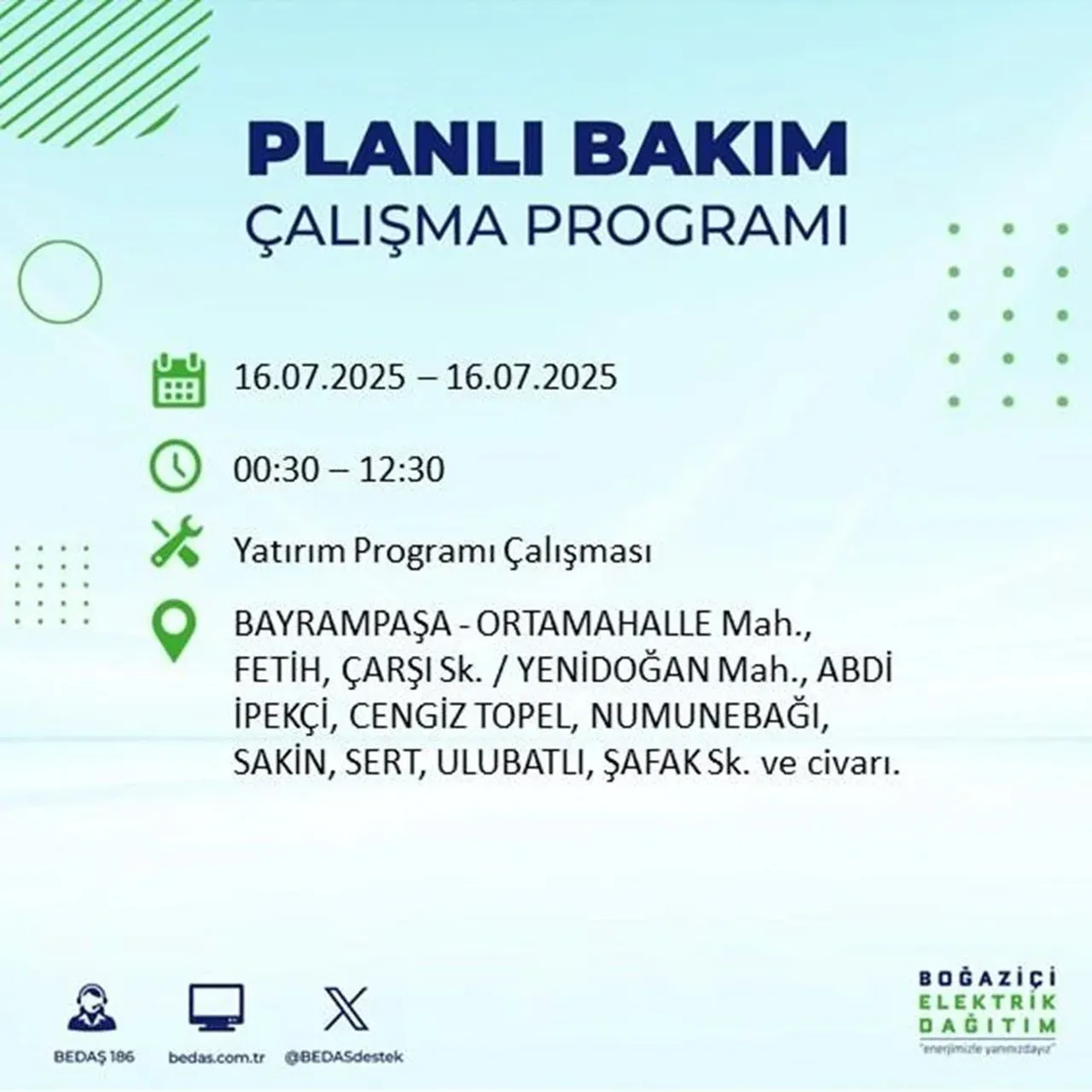 İstanbul'un 21 ilçesinde elektrik kesintisi: 9 saat sürecek 