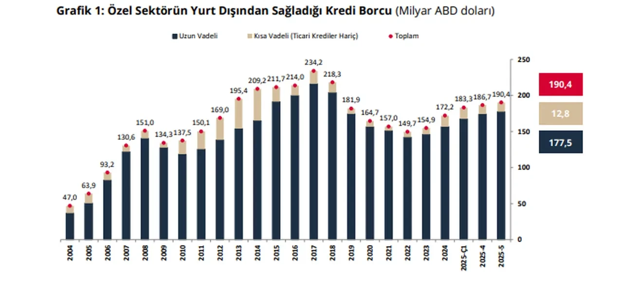 Özel sektörün yurt dışı kredi borcu 66 ayın zirvesinde
