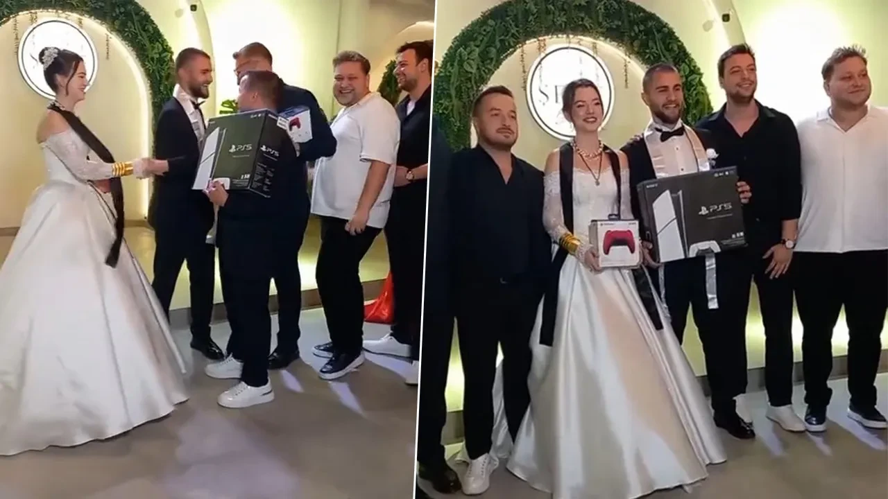 Düğünde ilginç anlar, milyonlarca izlendi! Damada bakın ne taktılar