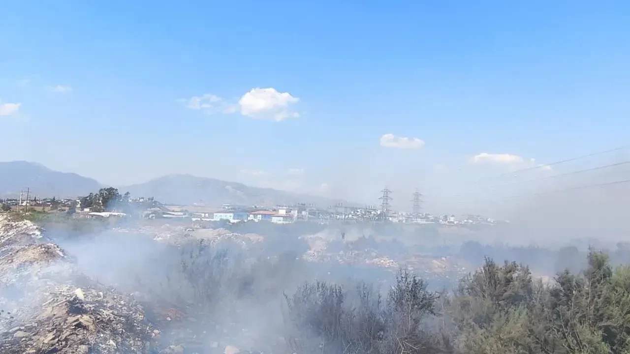 Kanal kenarında çıkan yangın rüzgarla geniş alana yayıldı