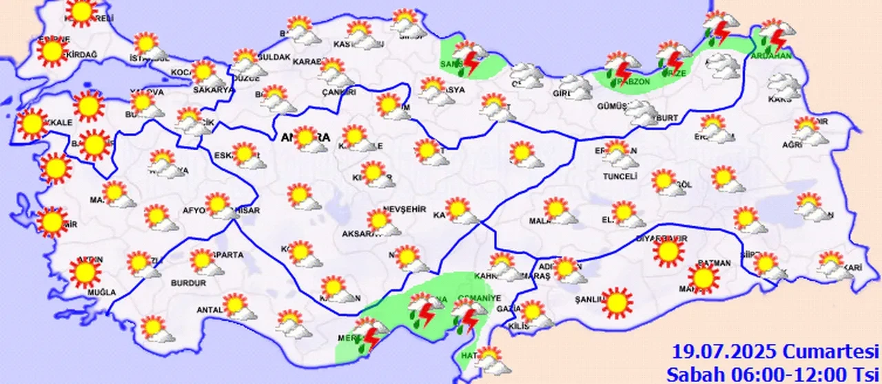 Meteoroloji uyardı! Hafta sonu plan yapacaklar dikkat! İşte 19 Temmuz 2025 il il hava durumu...