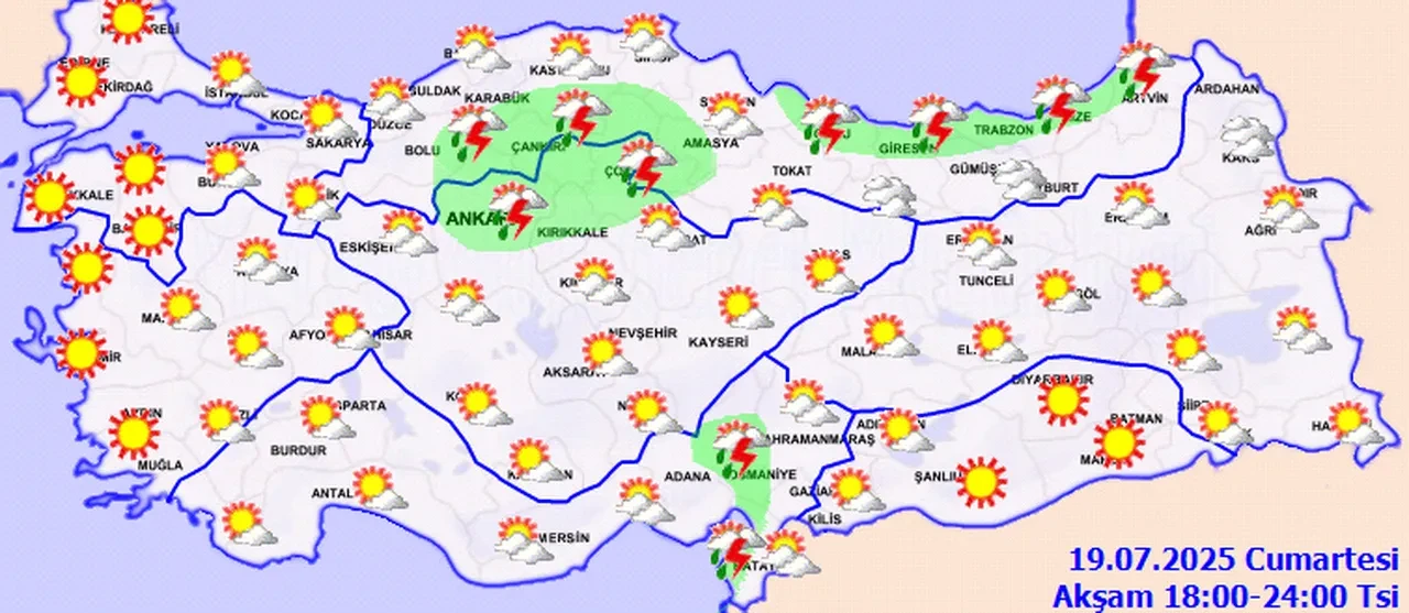 Meteoroloji uyardı! Hafta sonu plan yapacaklar dikkat! İşte 19 Temmuz 2025 il il hava durumu...