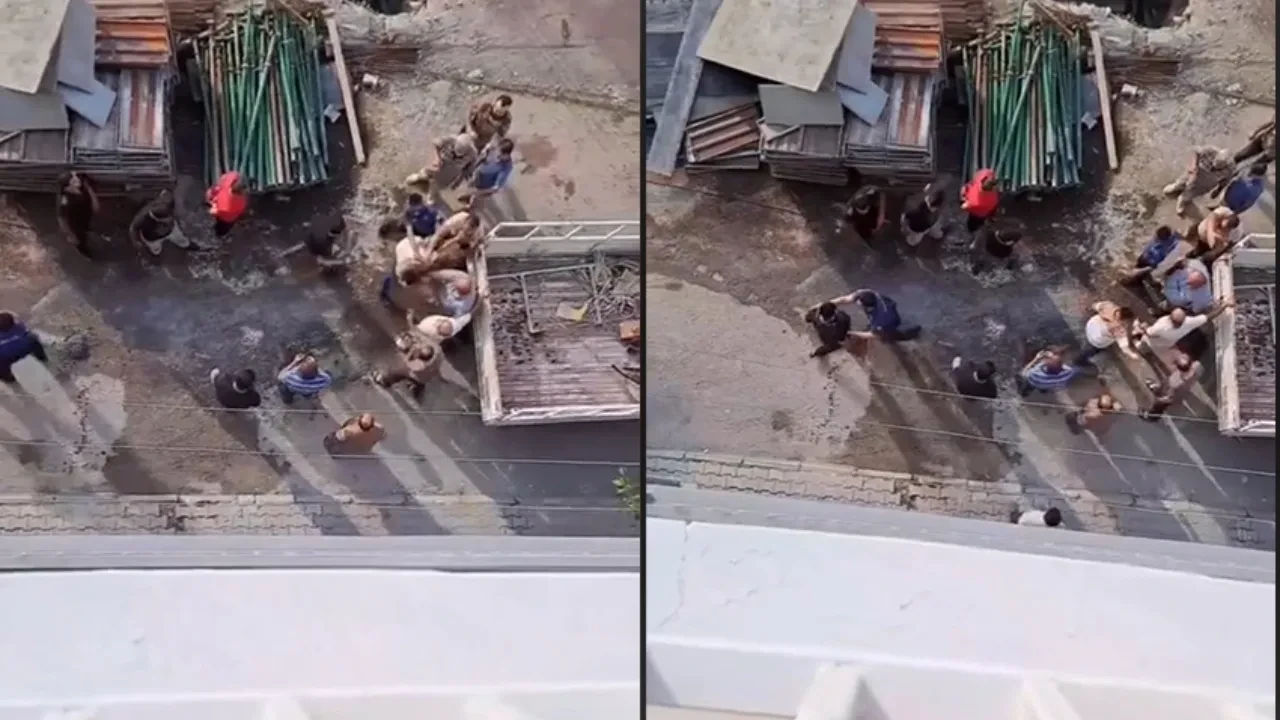 Şantiyede ortalık karıştı! Tekme ve yumruklar havada uçuştu