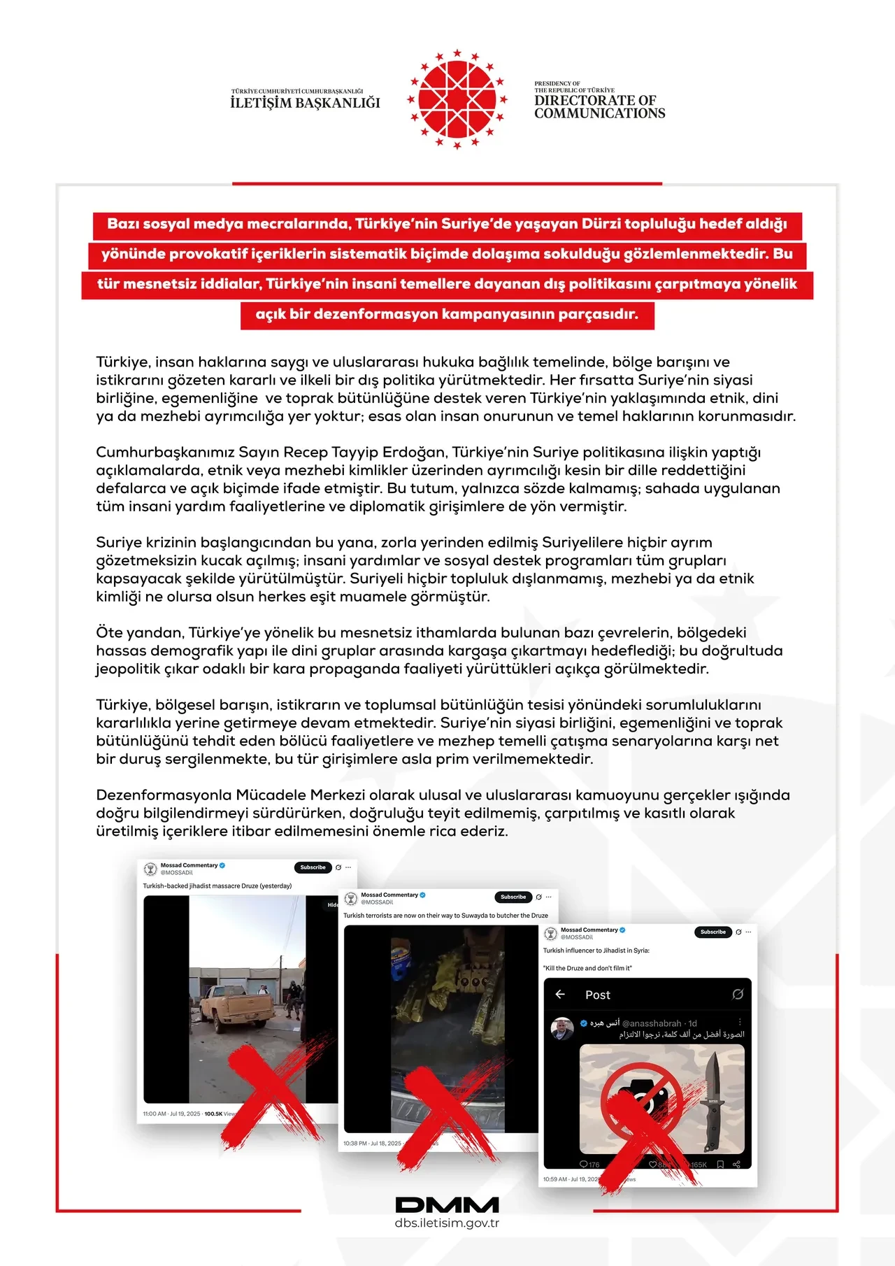 Türkiye Dürzileri hedef mi alıyor? İletişim Başkanlığı açıklama yaptı