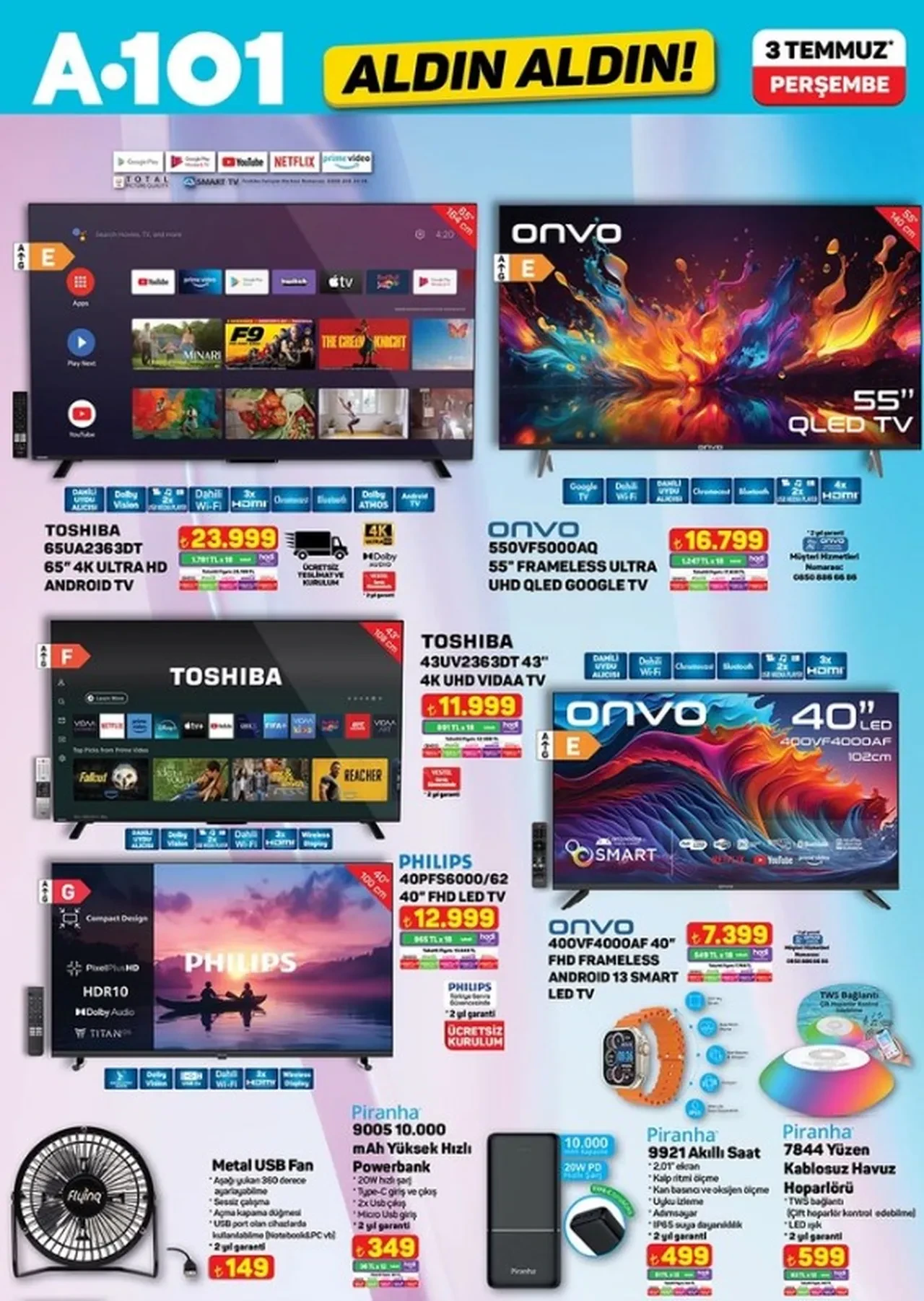 A101 aktüel kataloğu: 3 Temmuz indirimli ürünlerde araç şarj istasyonu, havuz hoparlörü ve USB fan