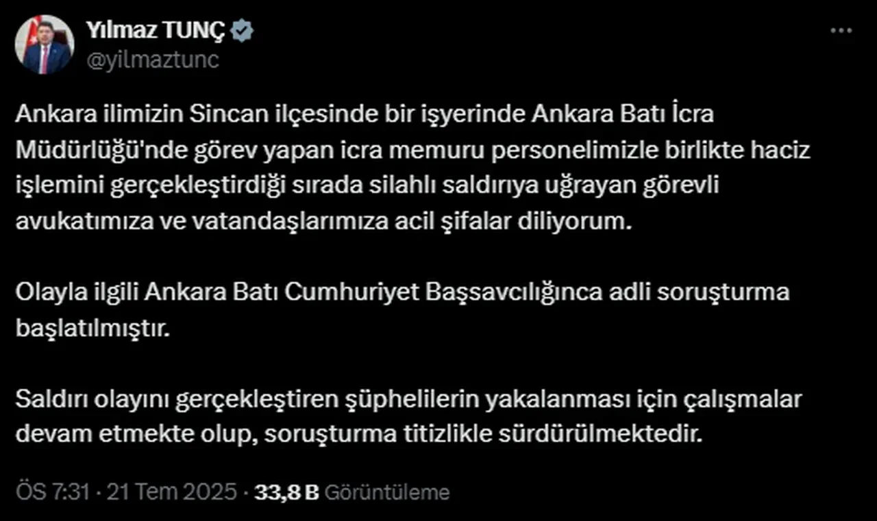 Ankara'da icra memuru ve avukata silahlı saldırı