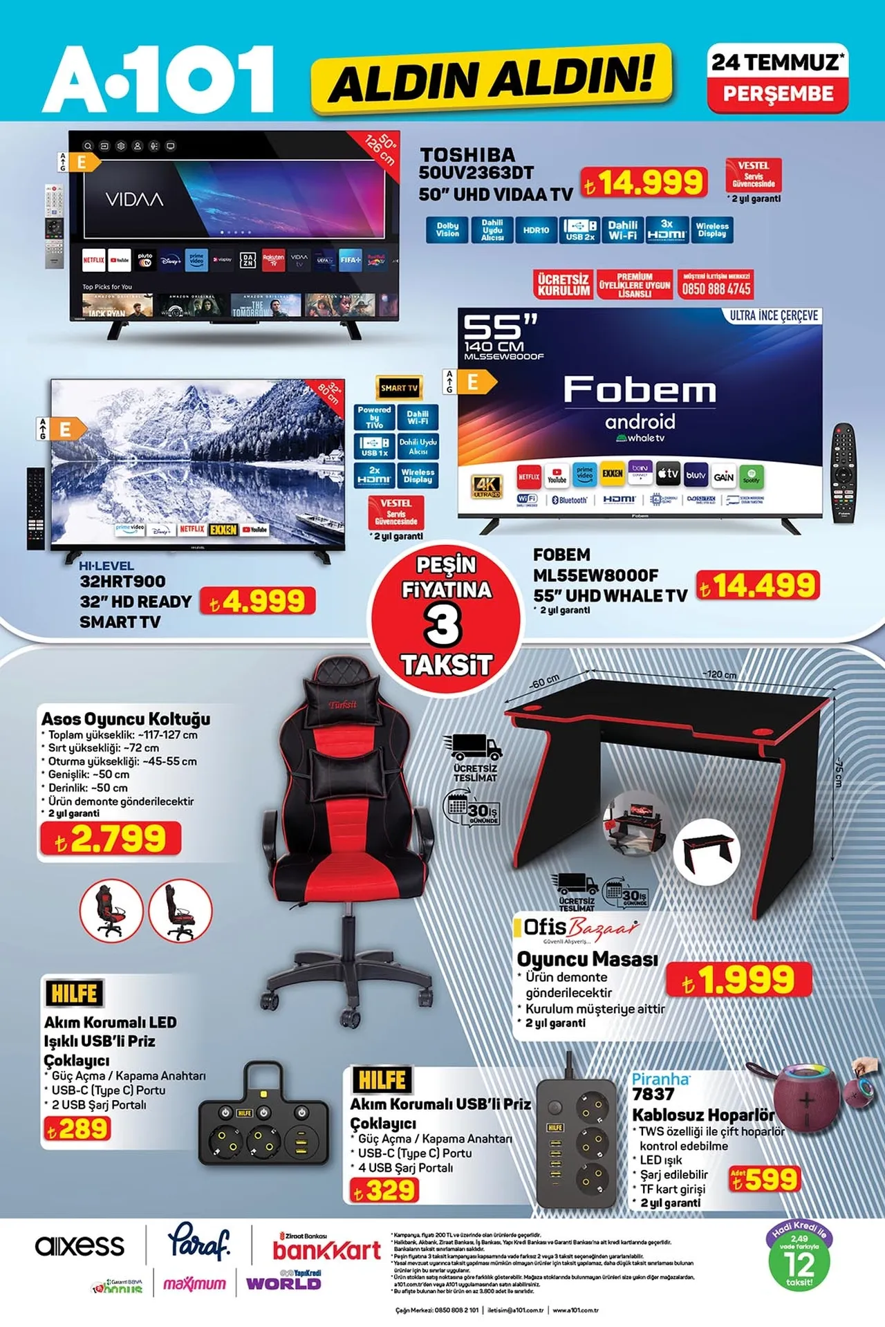 A101 aktüel indirim kataloğu 24 Temmuz: Oyuncu koltuğu, Şişme kano, Tiny house, Kamp çadırı...Perşembe günü satışta!