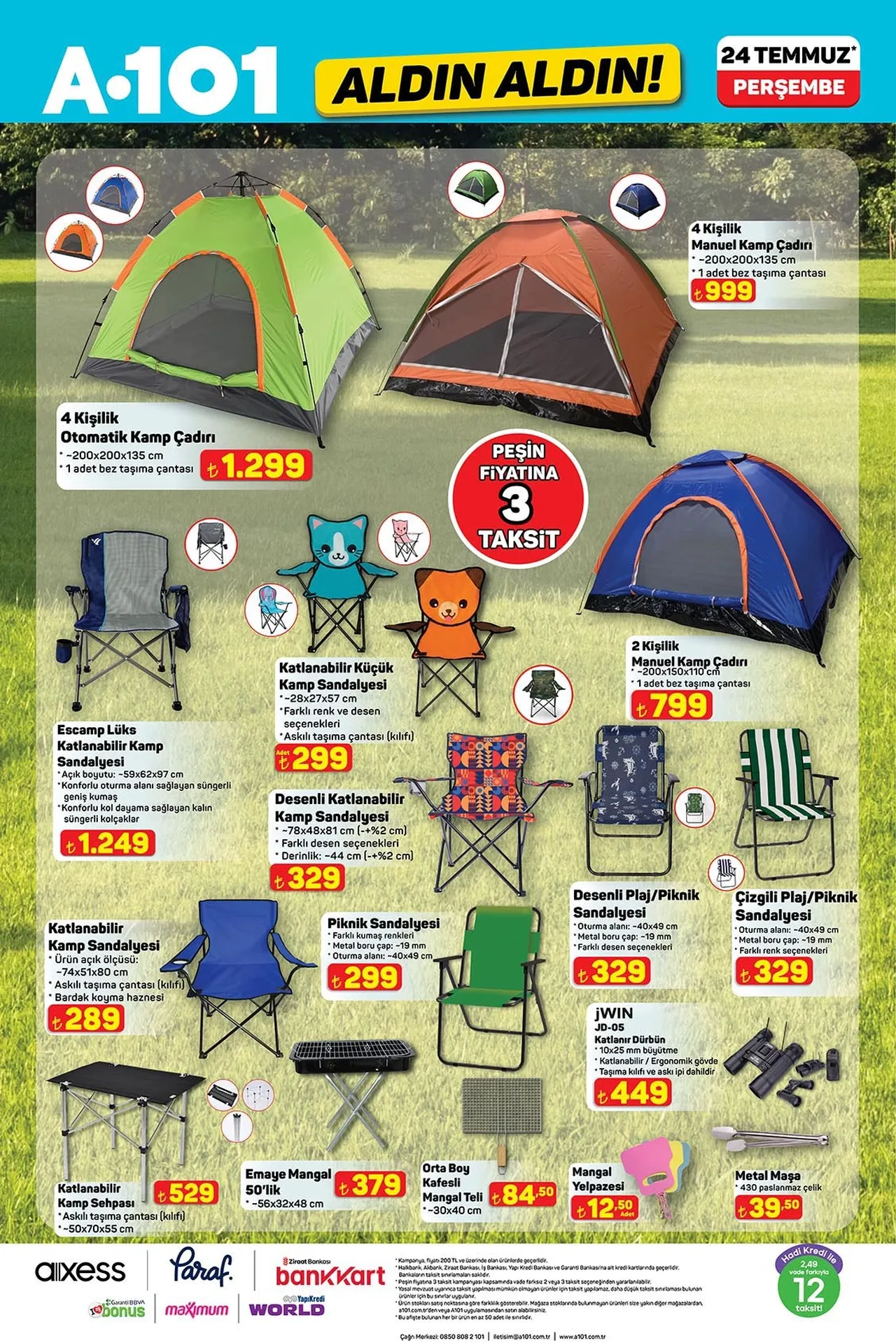 A101 aktüel indirim kataloğu 24 Temmuz: Oyuncu koltuğu, Şişme kano, Tiny house, Kamp çadırı...Perşembe günü satışta!