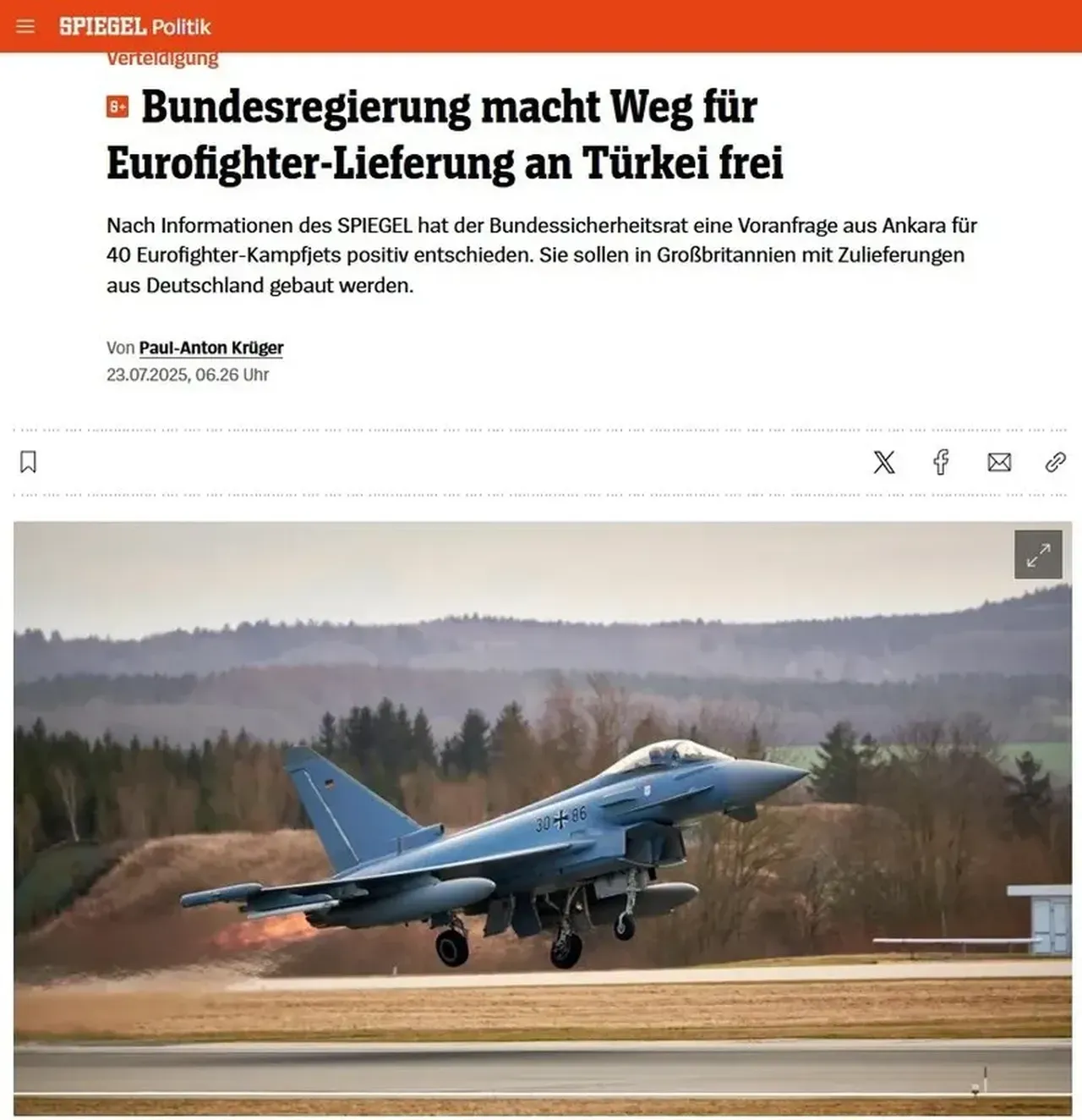Almanya'dan Eurofighter açıklaması: Onay belgesi gönderildi