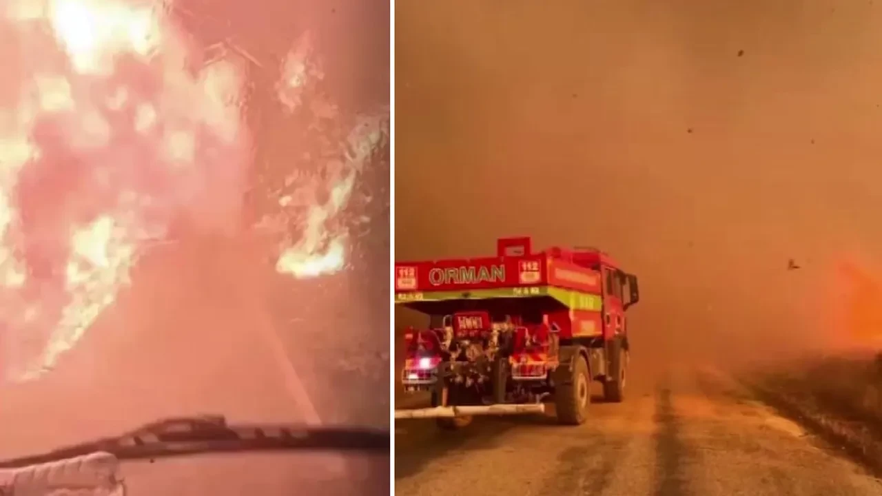 Orman yangınında en çarpıcı görüntüler! Alevlerin kalbinde mücadele