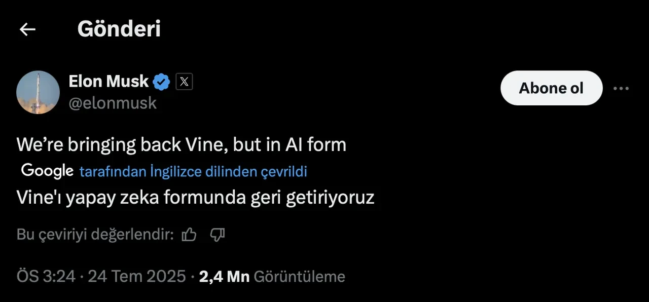 Elon Musk duyurdu: Vine geri geliyor ama değişik bir şekilde