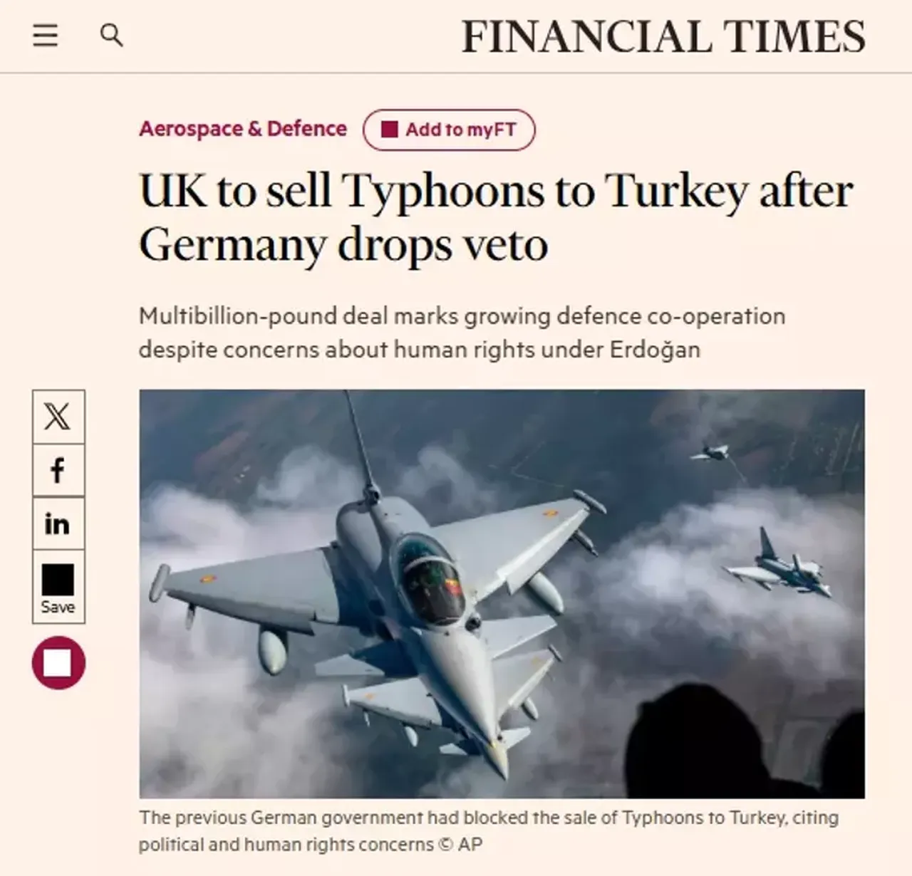 Türkiye'nin Eurofighter anlaşması dünya basınında! İsrail ve Yunanistan'da büyük panik
