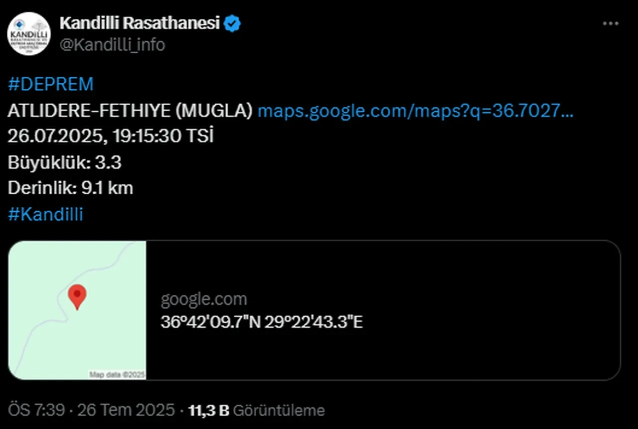 Muğla'da deprem! AFAD ve Kandilli duyurdu