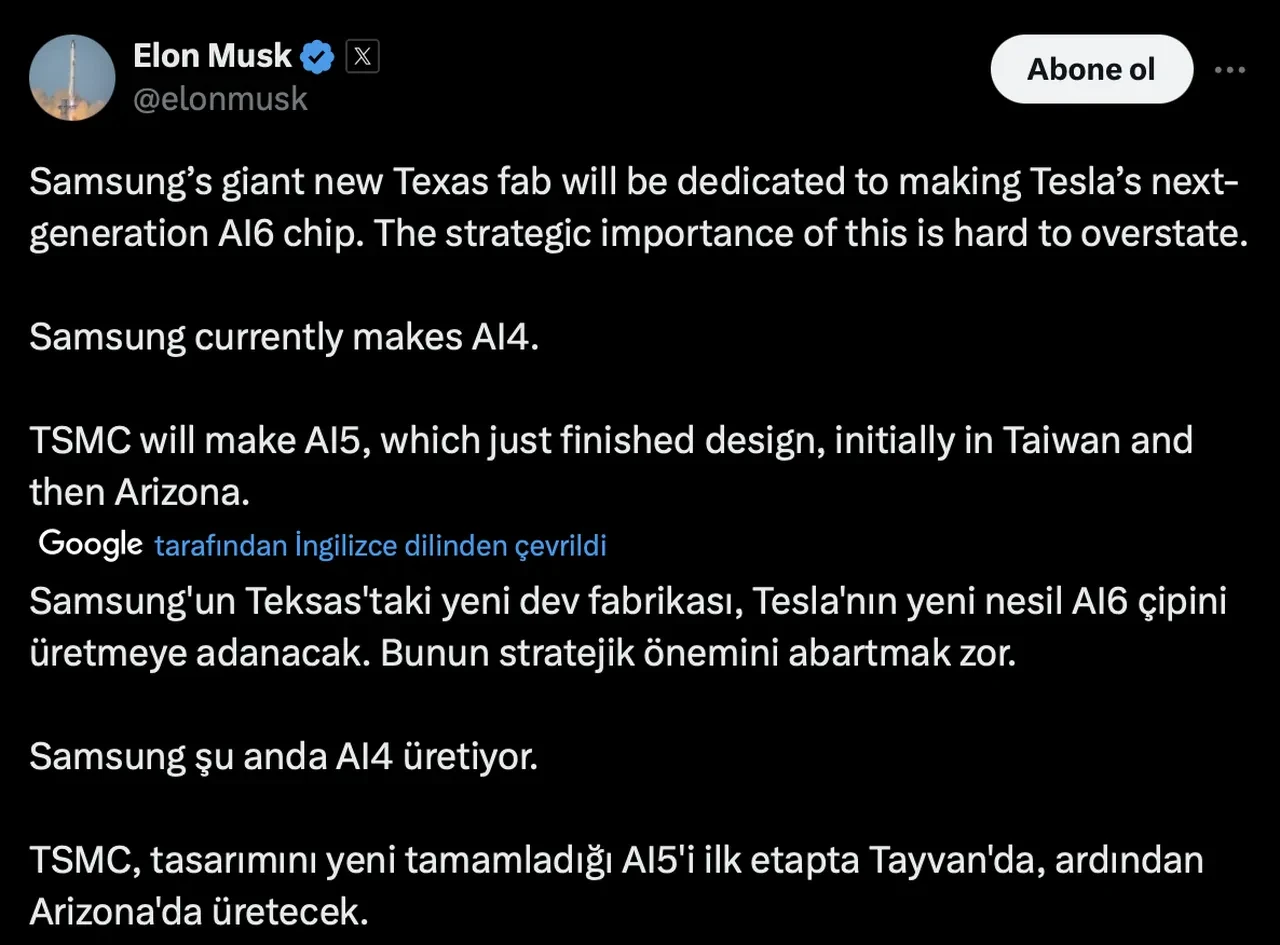 Elon Musk ile Samsung el sıkıştı: 16,5 milyar dolarlık çip anlaşması