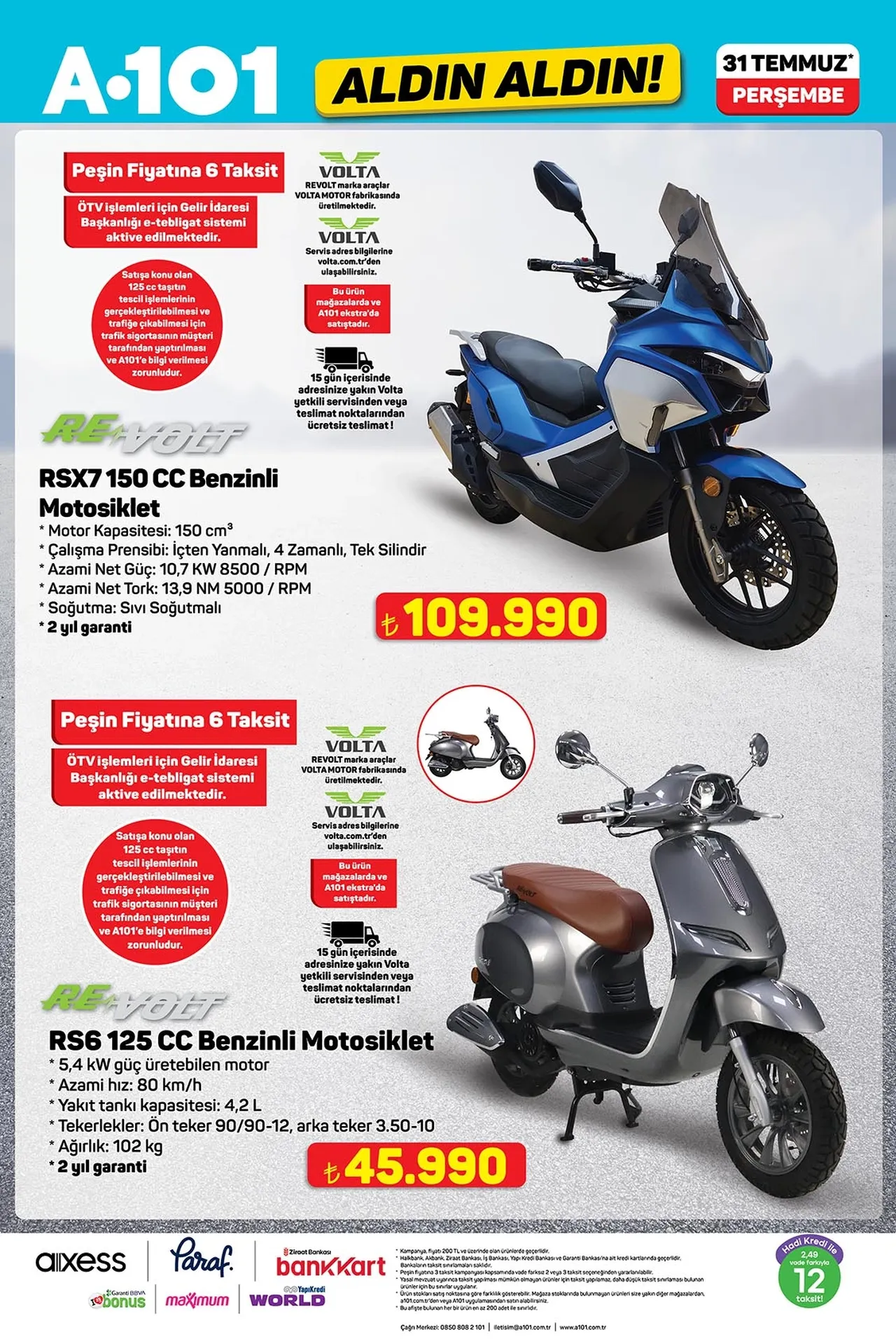 A101 aktüel indirimli ürünler kataloğu 31 Temmuz: 125 CC motosiklet, dikey süpürge, el mikseri, büro tipi buzdolabı A101'e geliyor! 3'lü cam ankastre set kaçmaz
